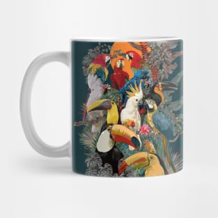 Polygonal Illustration of Amazon rain forest birds and plants Mug